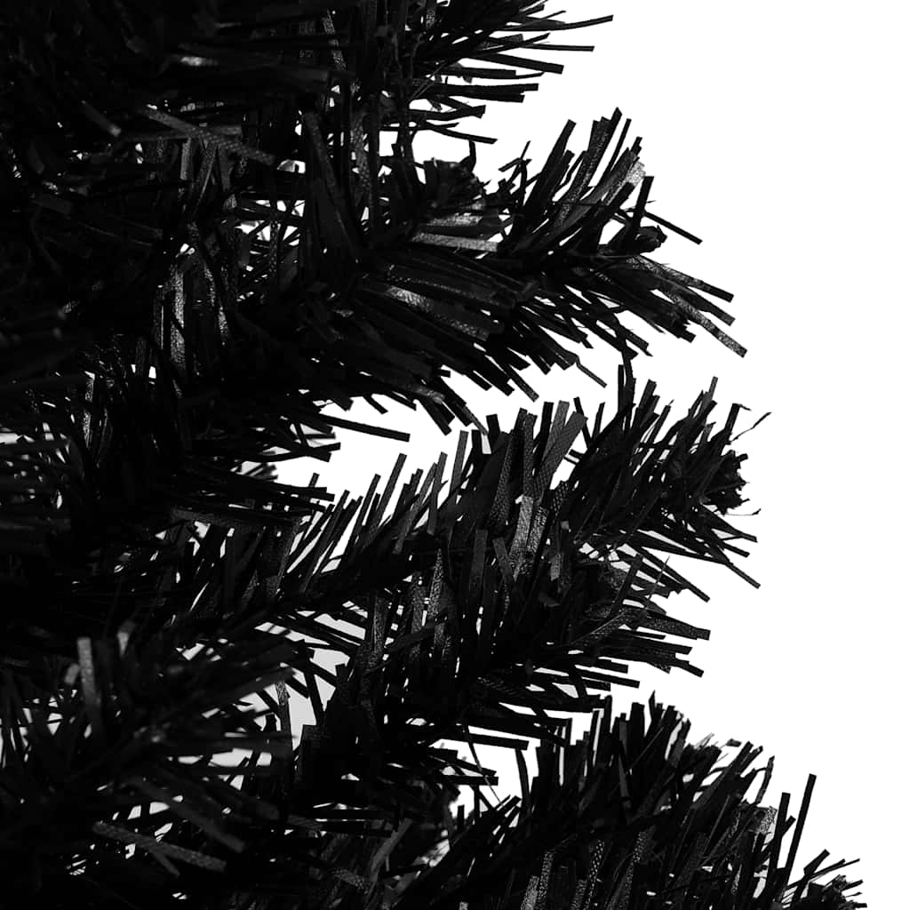 Sapin de noël artificiel avec lumières et ensemble de boules 240 cm pvc noir - noir et gris, 240 x 120 cm, 1 - number 2.