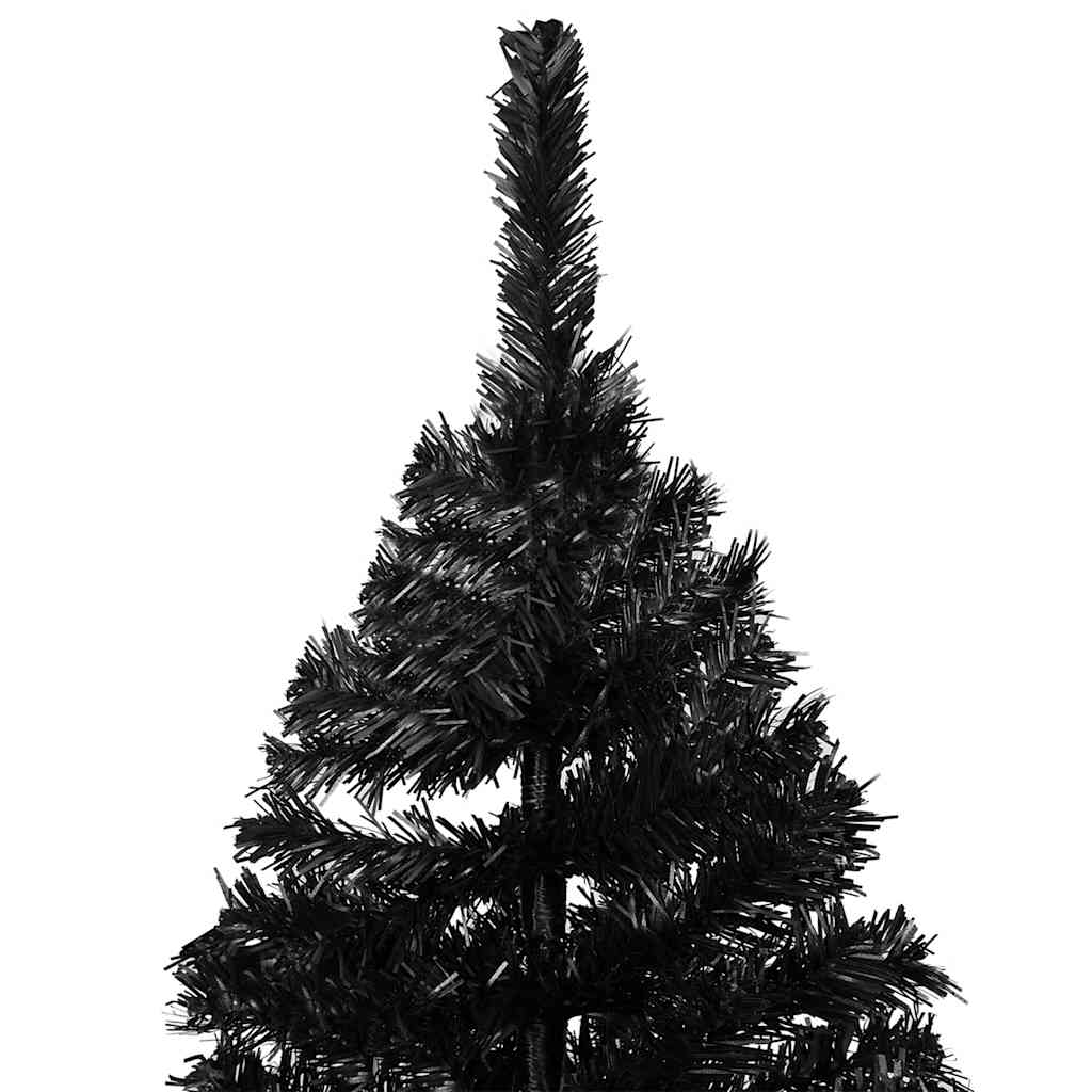 Sapin de noël artificiel avec lumières et ensemble de boules 240 cm pvc noir - noir et gris, 240 x 120 cm, 1 - number 3.