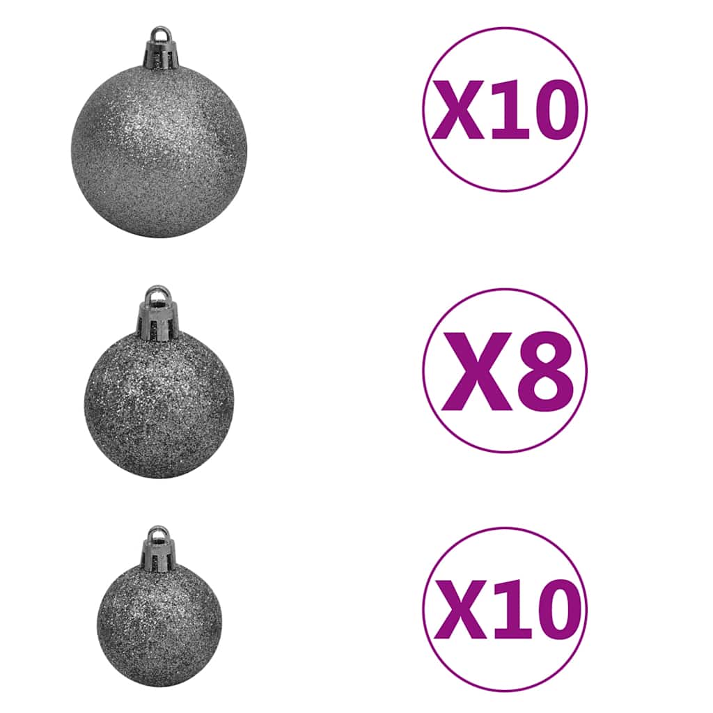 Sapin de noël artificiel avec lumières et ensemble de boules 240 cm pvc noir - noir et gris, 240 x 120 cm, 1 - number 8.