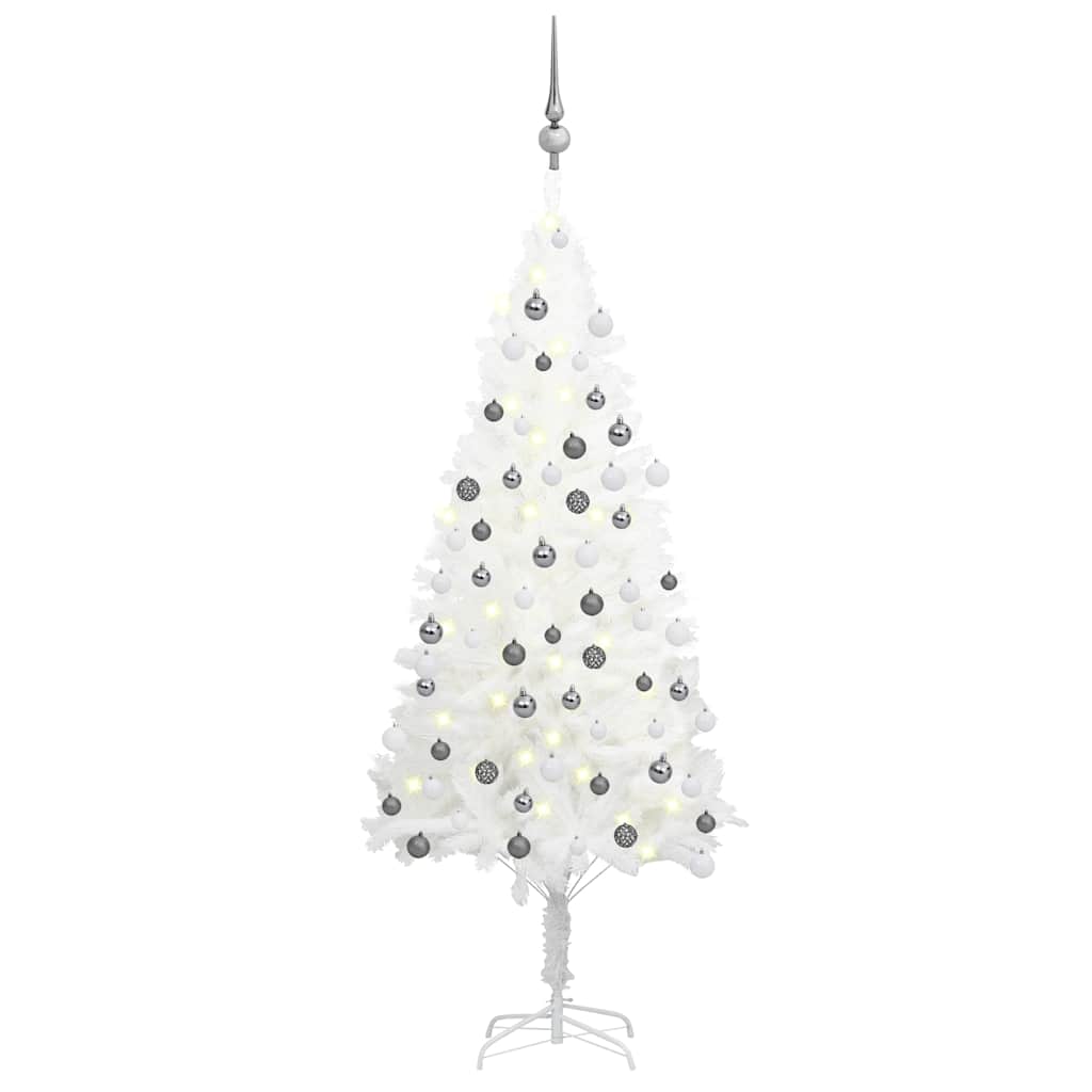 Artificial christmas tree with lights and ball set 120 cm white - number 1.