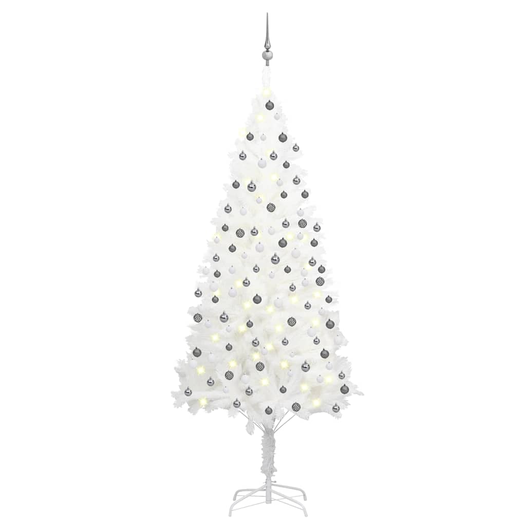 Artificial christmas tree with light and ball set 210 cm - white, 210 x 105 cm, 1, x - number 1.