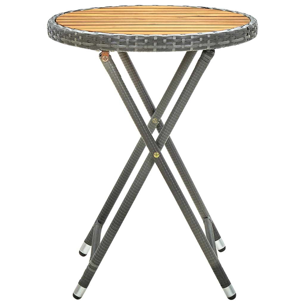 Tebord 60 cm massivt akacietræ og polyrattan - grå, 1 - number 2.