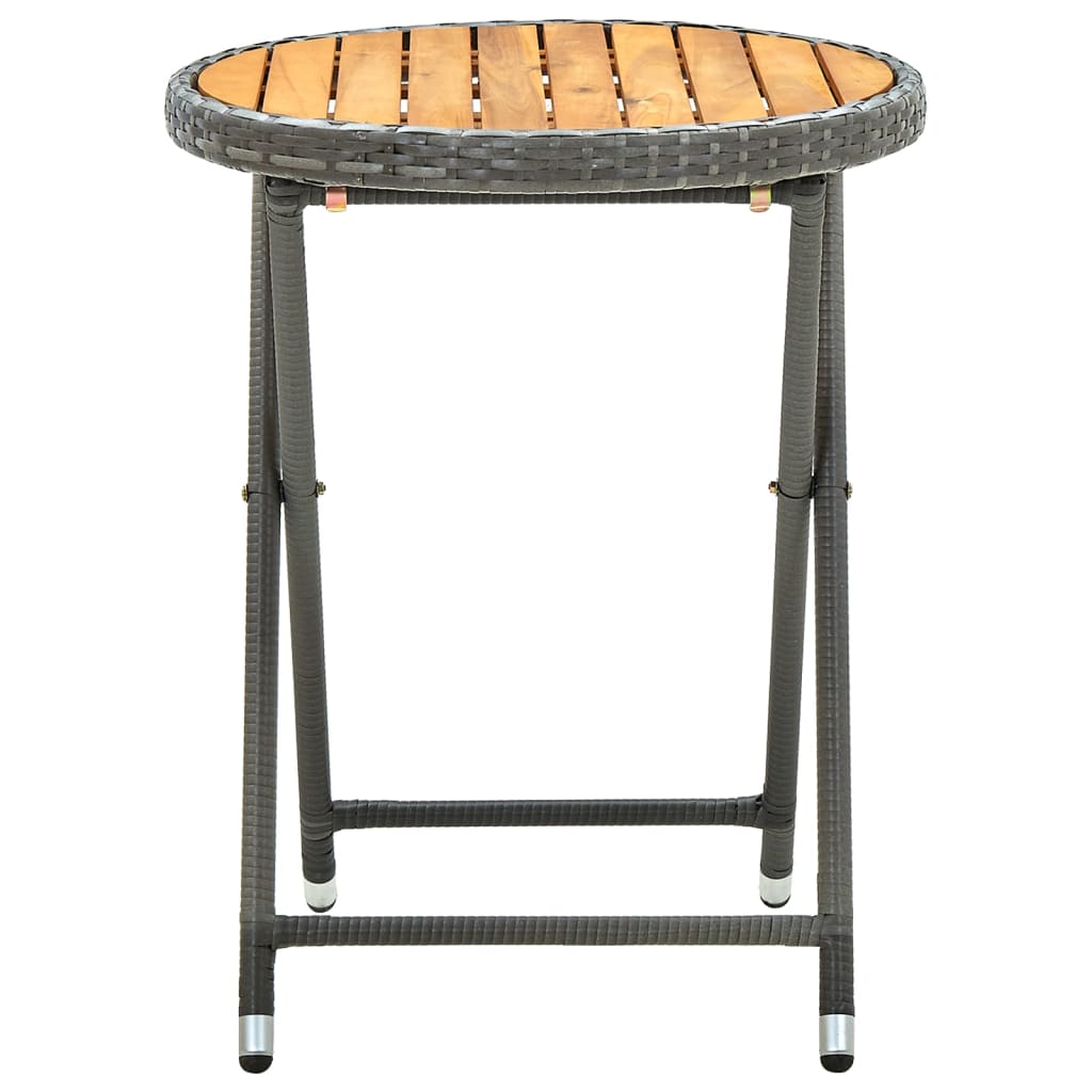 Tebord 60 cm massivt akacietræ og polyrattan - grå, 1 - number 3.