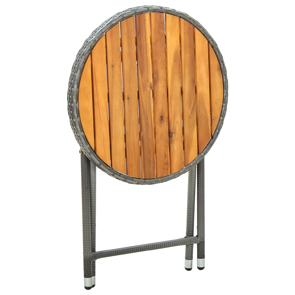 Tebord 60 cm massivt akacietræ og polyrattan - grå, 1 - number 5.