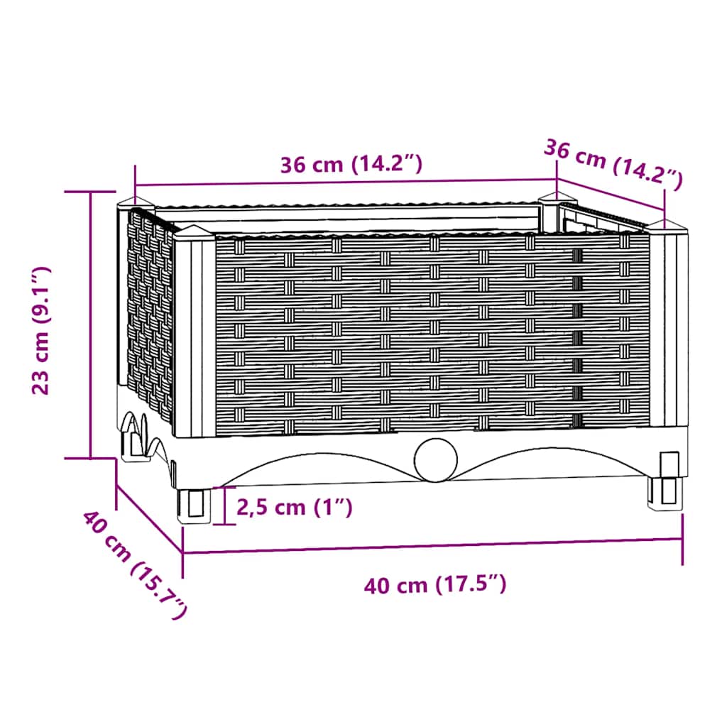 Højbed polypropylen - sort, 40 x 40 x 23 cm, 1 - number 7.
