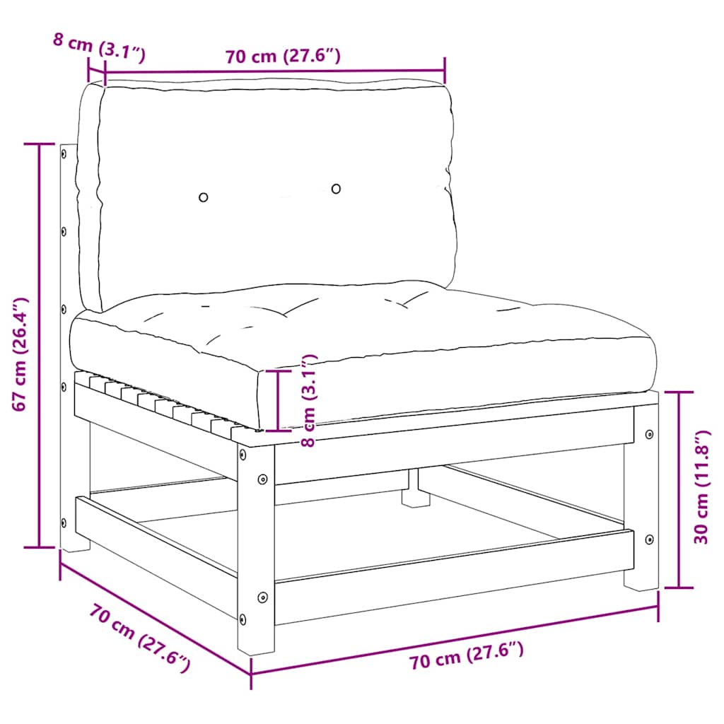 Center part for garden sofa with cushions solid pine - number 8.