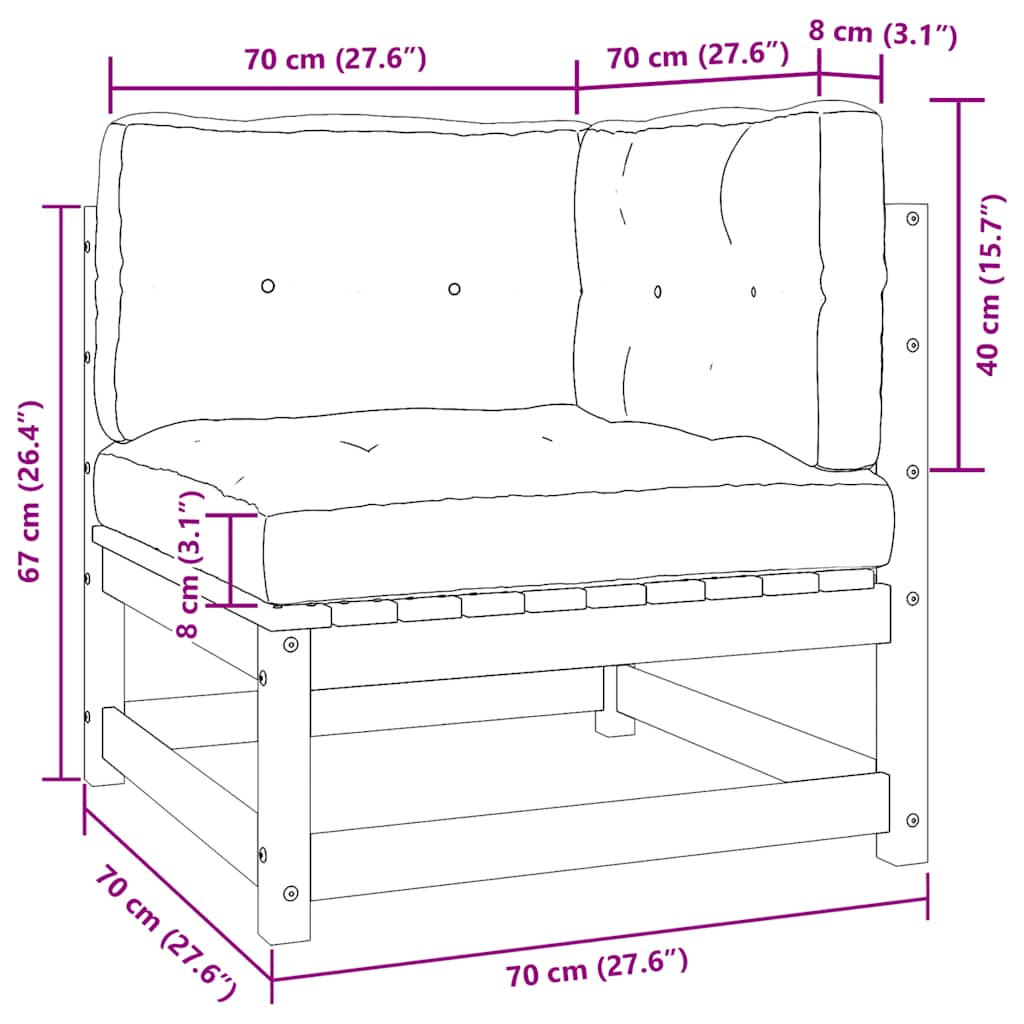 Hjørnesofaer til hagen 2 stk. med solide furuputer - number 11.
