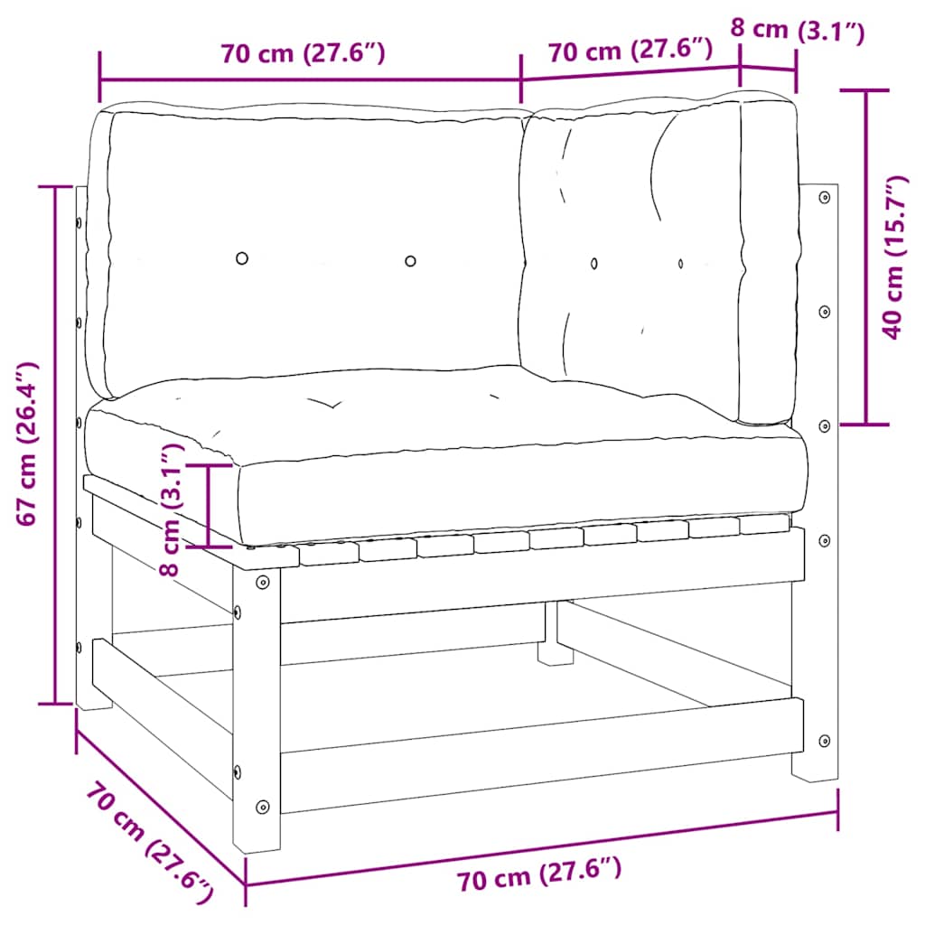 Loungesæt til haven 2 stk. med hynder massivt fyrretræ - number 8.