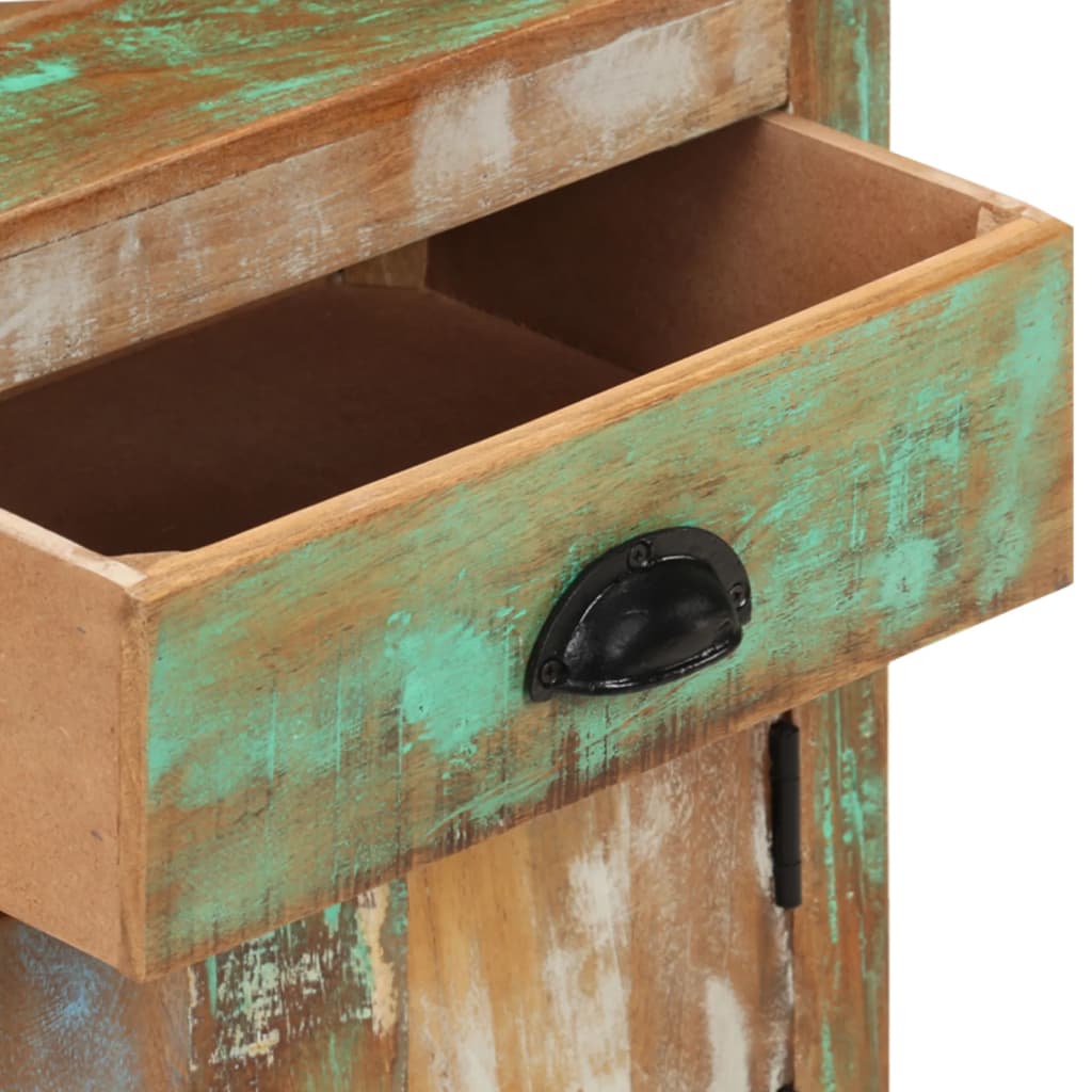 Noćni ormarić s kotačima 40x30x57 cm puno reciklirano drvo - number 7.