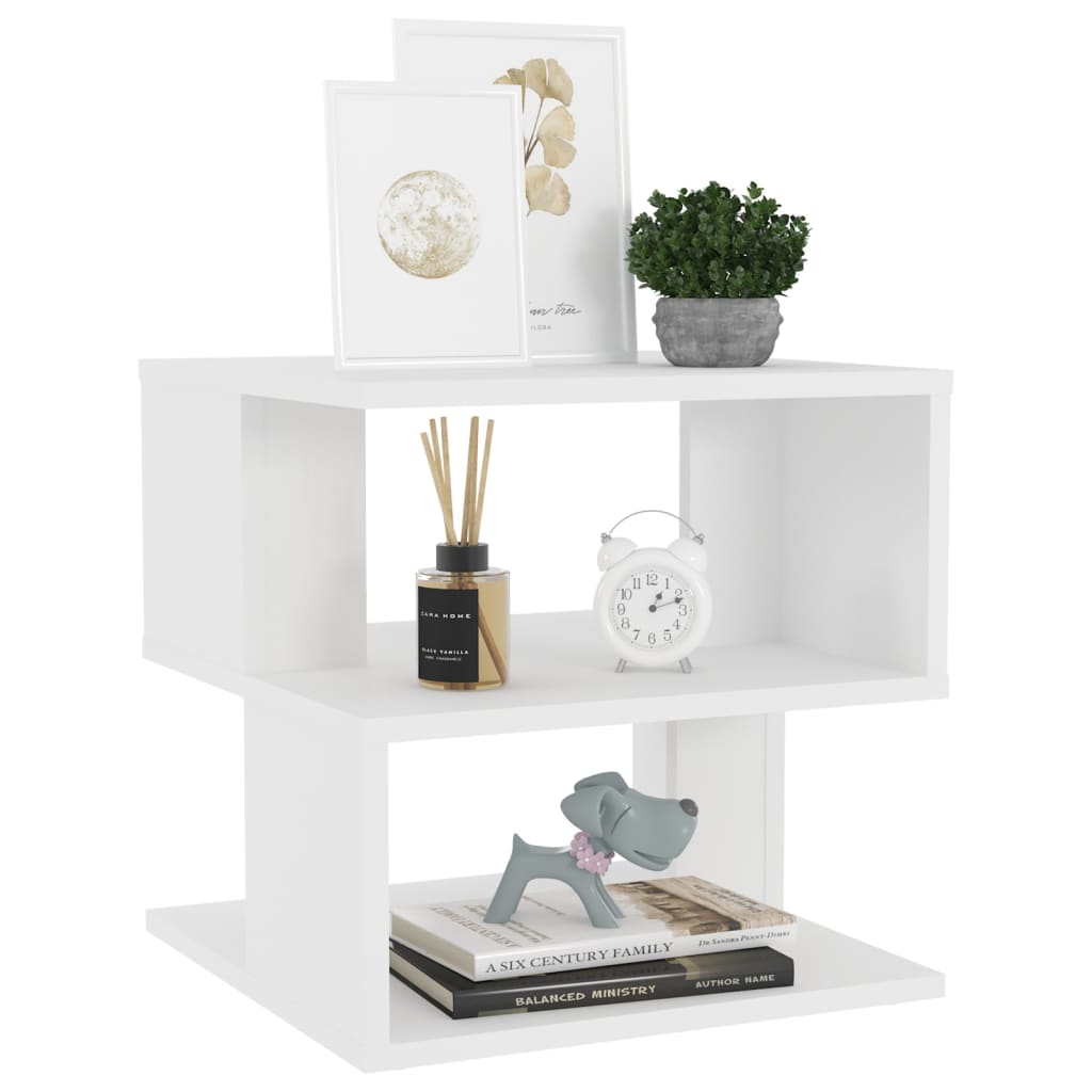 Sidebord 40x40x40 cm konstrueret træ - hvid, 1 - number 3.