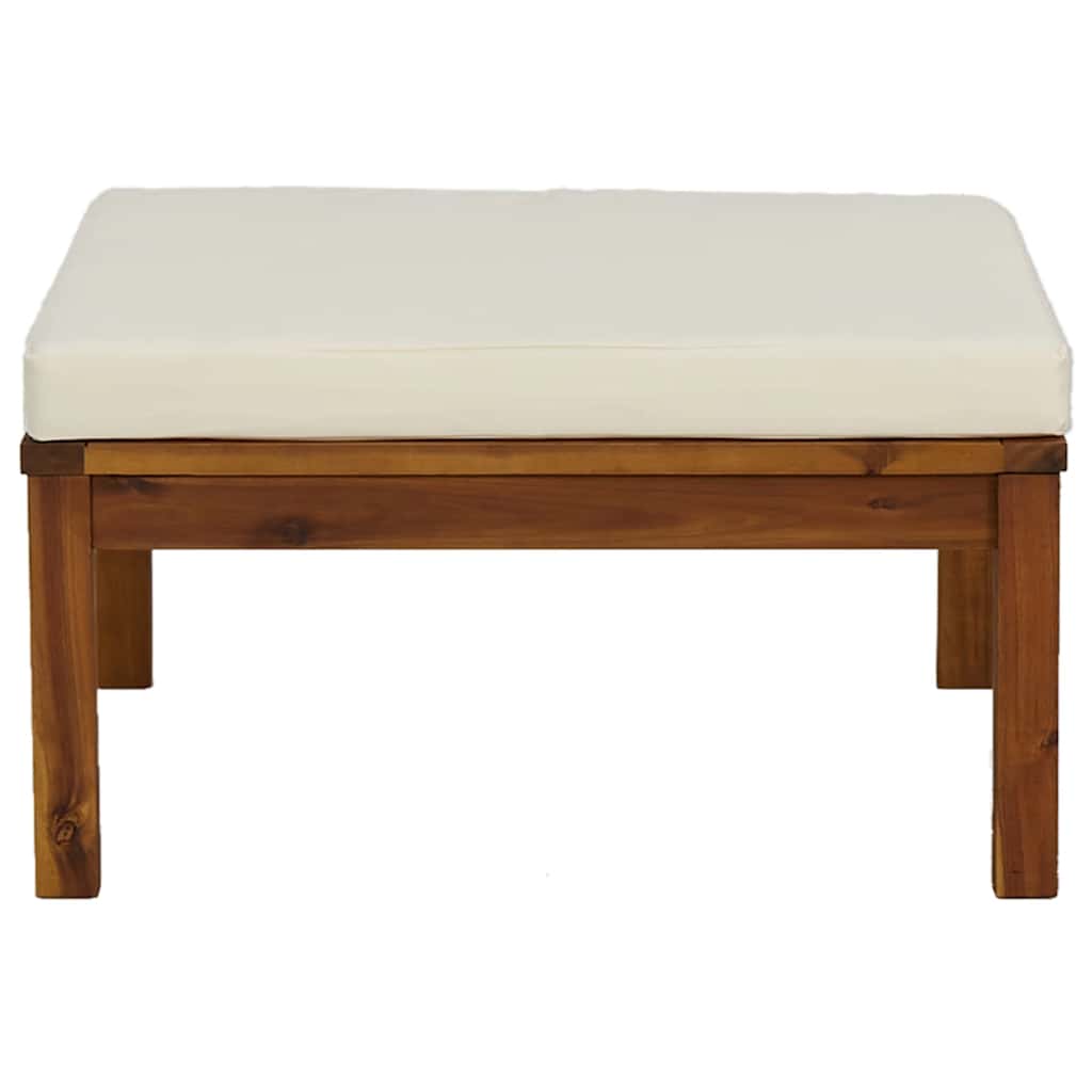 Tabure za noge s krem bijelim jastukom, puno bagremovo drvo - number 3.