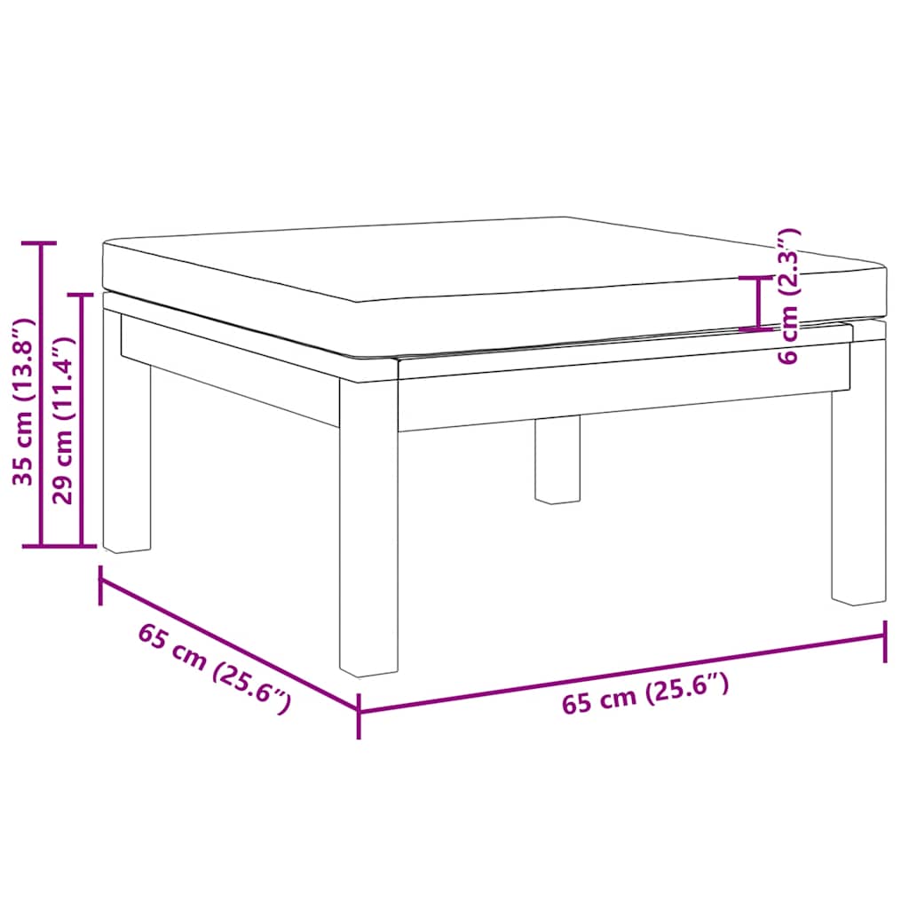 Fodskammel med mørkegrå hynde massivt akacietræ - number 5.
