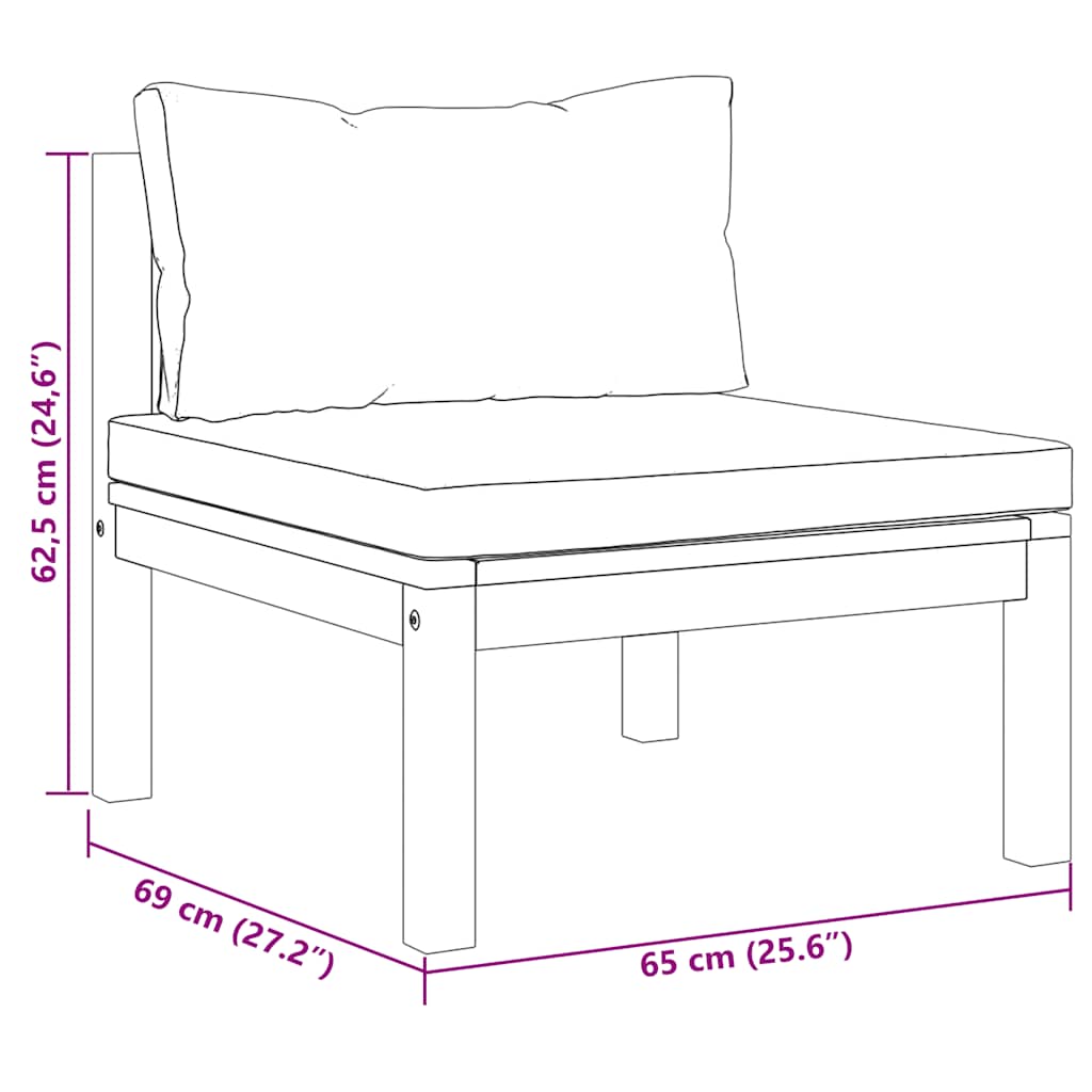 Sofasett 2 deler med puter heltre akasietre - mørkegrå, 1, midtsofa + bord - number 12.