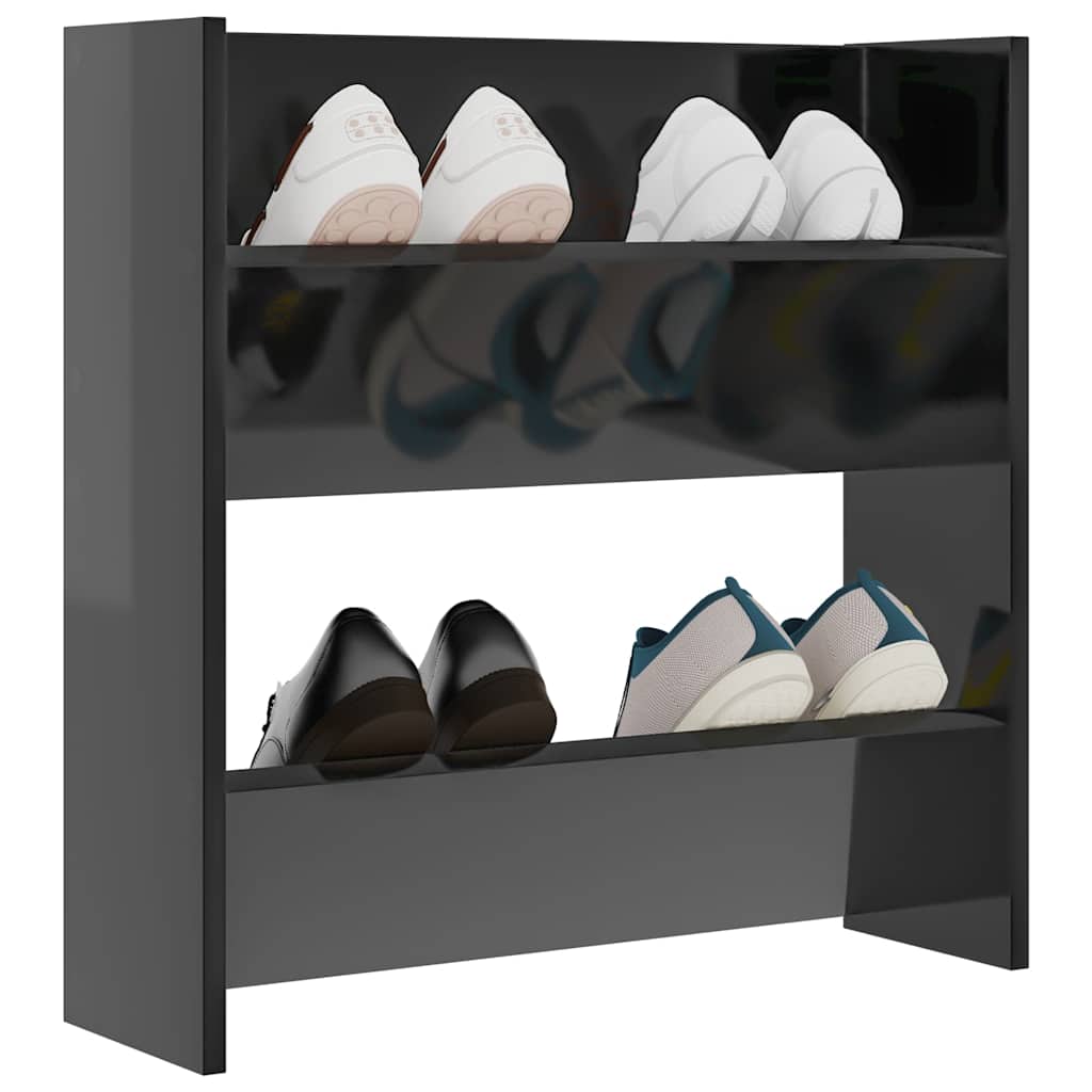 Zid -hung skoreol 60x18x60 cm izgrađeno drvo - crni visoki sjaj, 1, 60 cm - number 4.