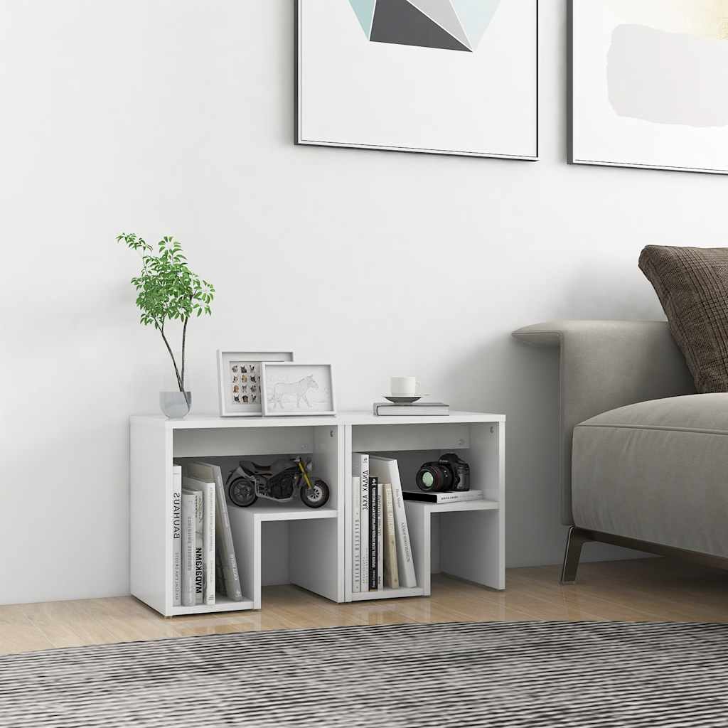 Sengeborde stk. 40x30x40 cm konstrueret træ - hvid, 2 - number 1.