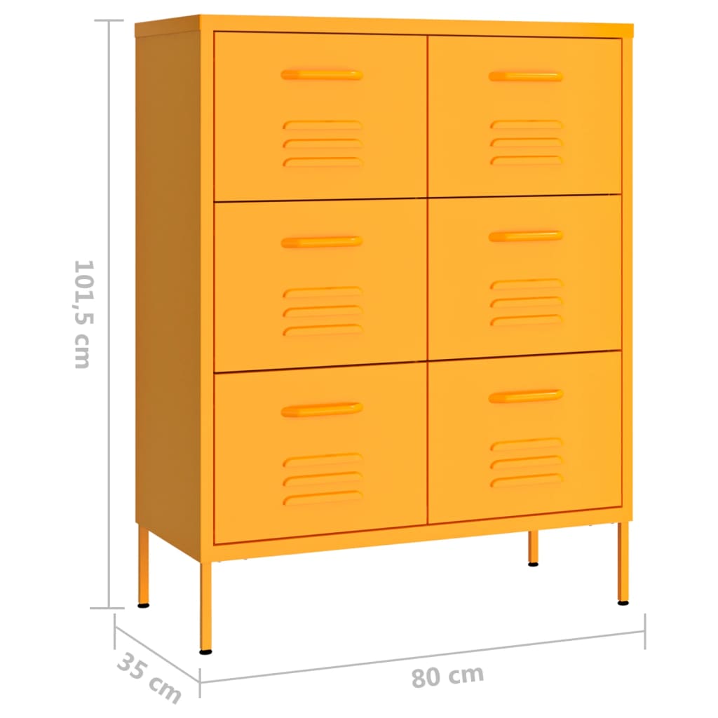 Commode 80x35x101.5 cm steel - mustard yellow, 1 - number 9.