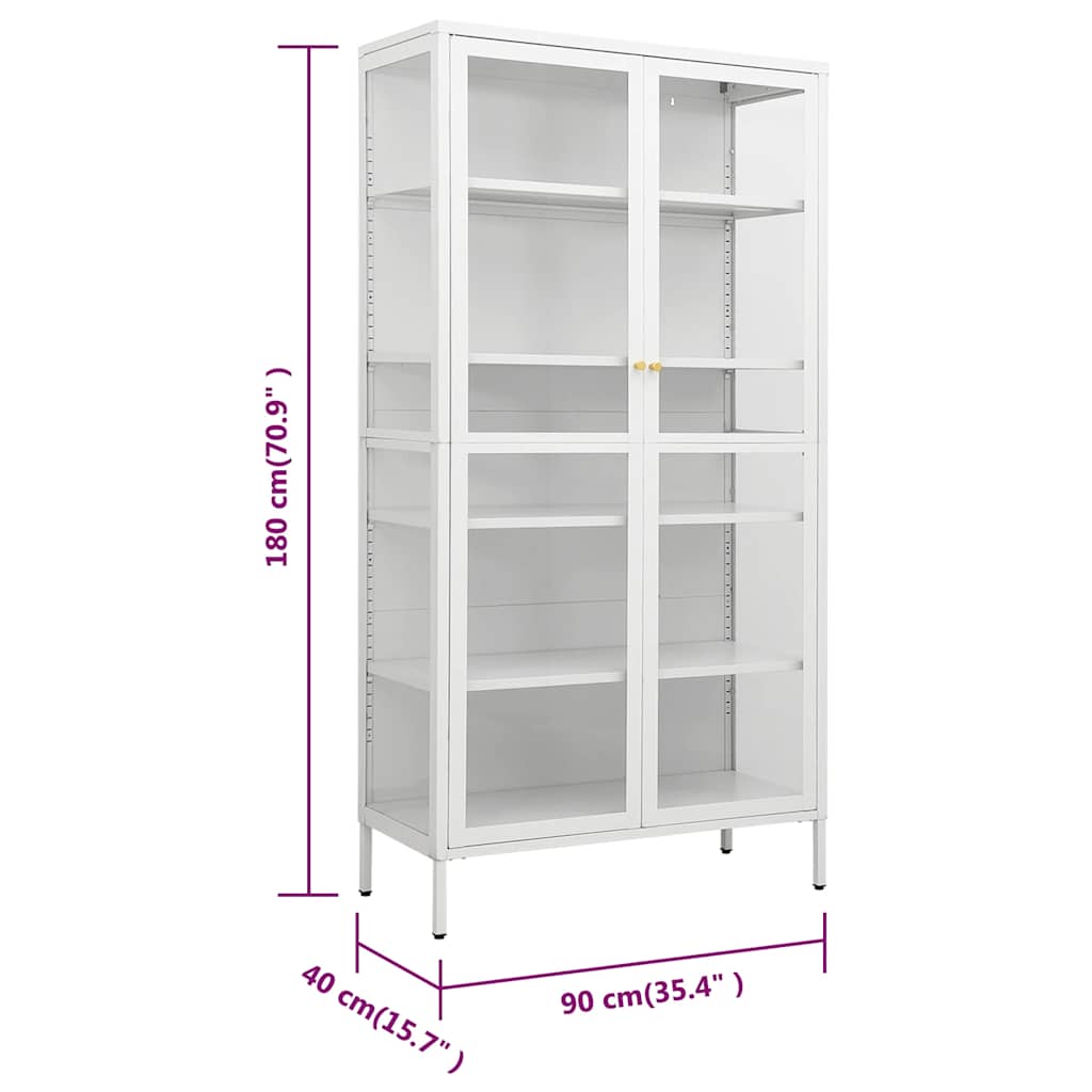 Udstillingsskab 90x40x180 cm stål og hærdet glas - hvid, 1, x - number 10.