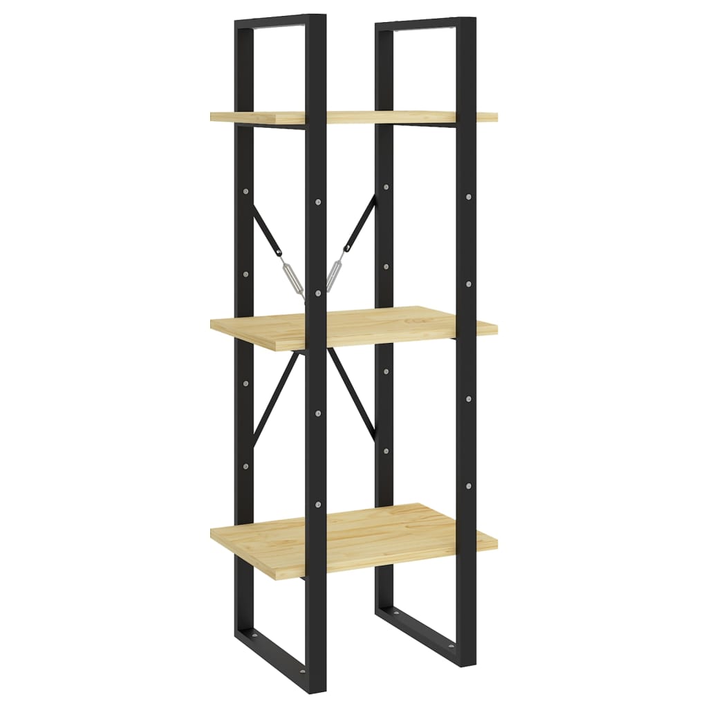 Bokhylle 3 hyller heltre furu - naturfarge, 40 x 30 x 105 cm, 1, tre - number 2.