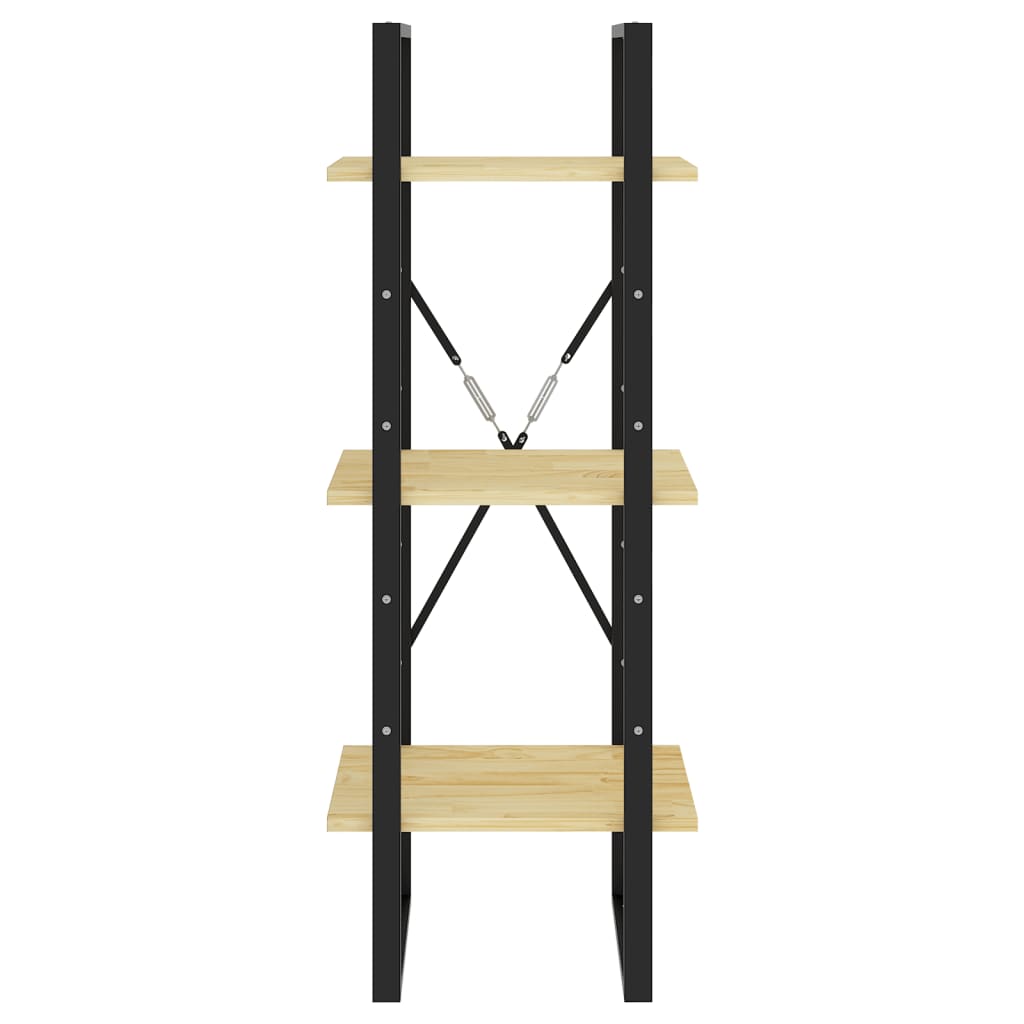 Bokhylle 3 hyller heltre furu - naturfarge, 40 x 30 x 105 cm, 1, tre - number 5.