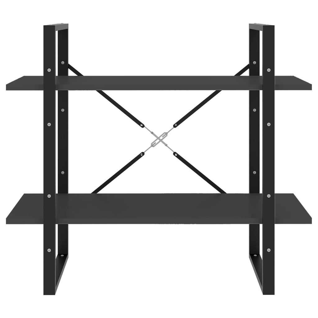 Bokhylle med 2 hyller 80x30x70 cm - grå, 1, 70 cm, konstruert tre - number 4.