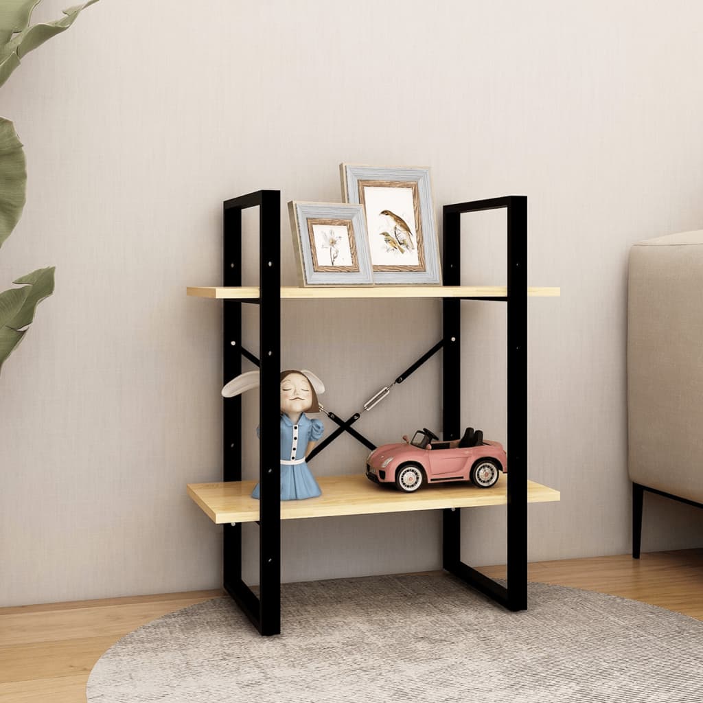 Bokhylle 60x30x70 cm 2 hyller heltre furu - naturfarge, 1, 70 cm, tre - number 3.