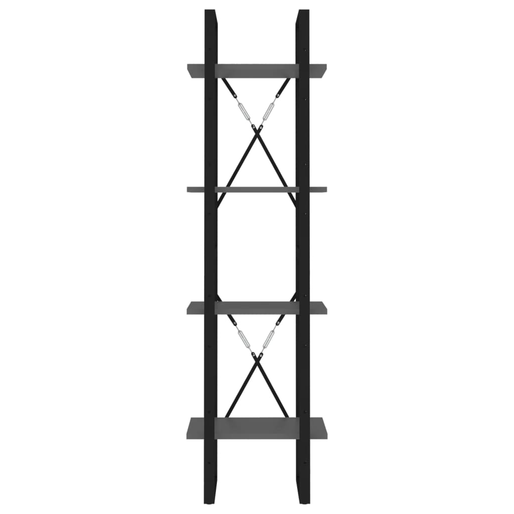 Bogreol med 4 hylder 40x30x140 cm - grå, 1, 140 cm, konstrueret træ - number 5.