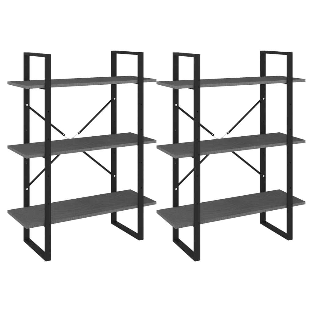 Bokhylle - grå, 80 x 30 x 210 cm, 1, tre - number 7.