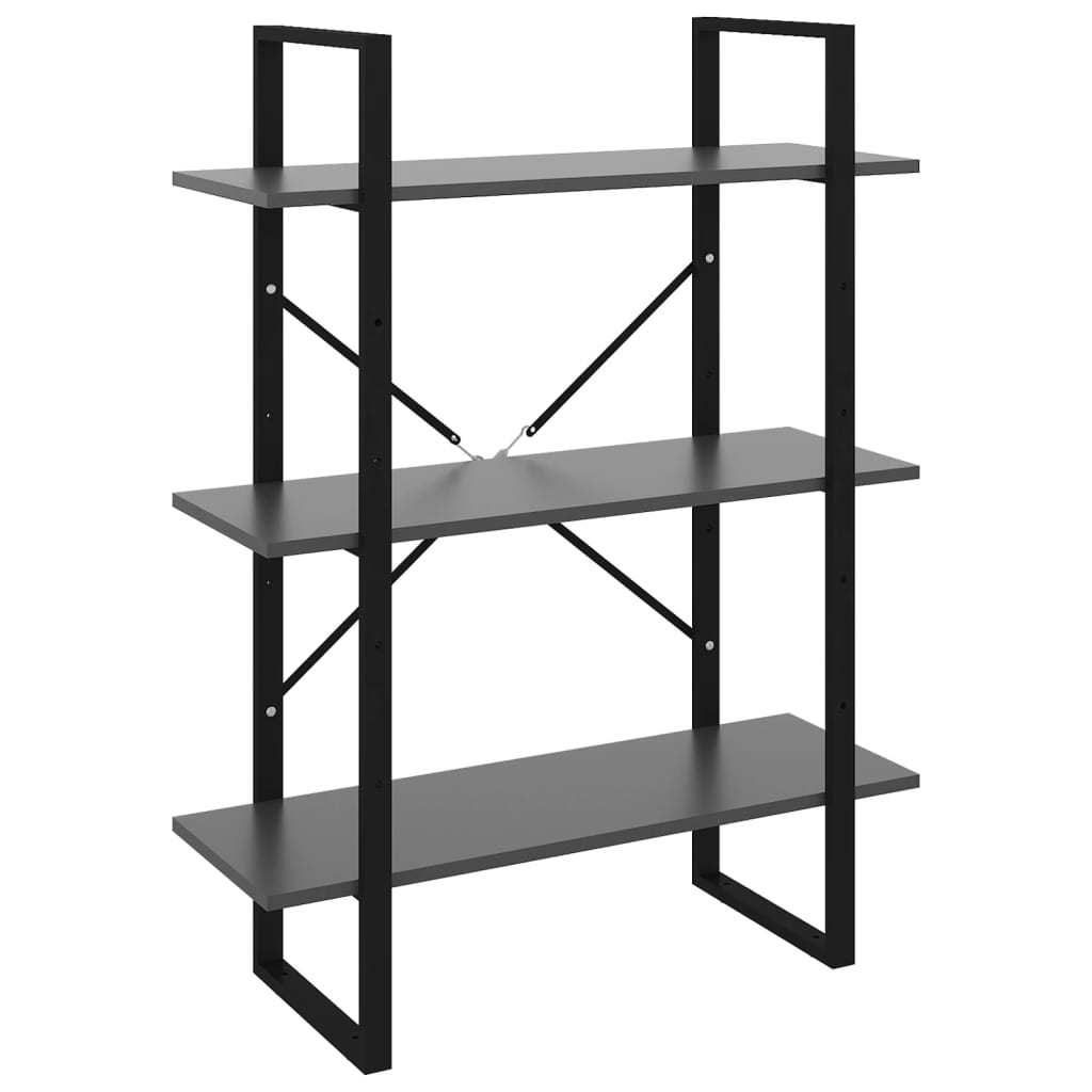 Bogreol 80x30x105 cm konstrueret træ grå - number 2.