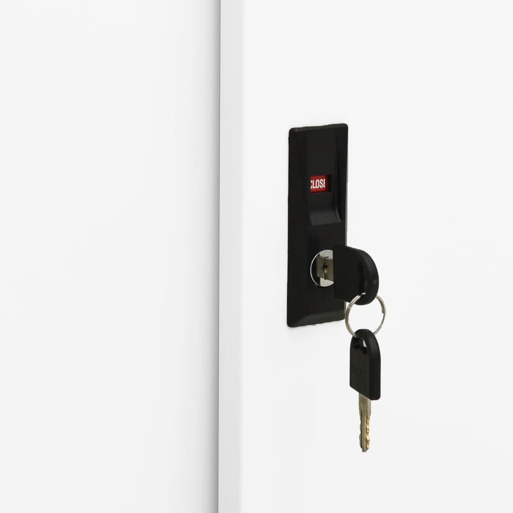 Kontorskab med skydedøre 90x40x90 cm stål - hvid, 1, uden plantekasse, x - number 7.