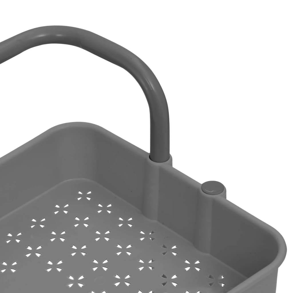 Kjøkkenvogn med 3 hyller 42x35x85 cm jern og abs - grå - number 5.