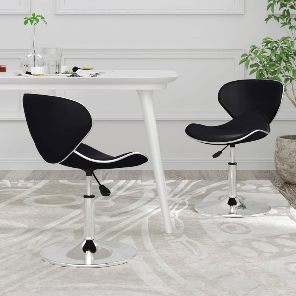 Dining chairs, set of 2, faux leather - black - number 1.