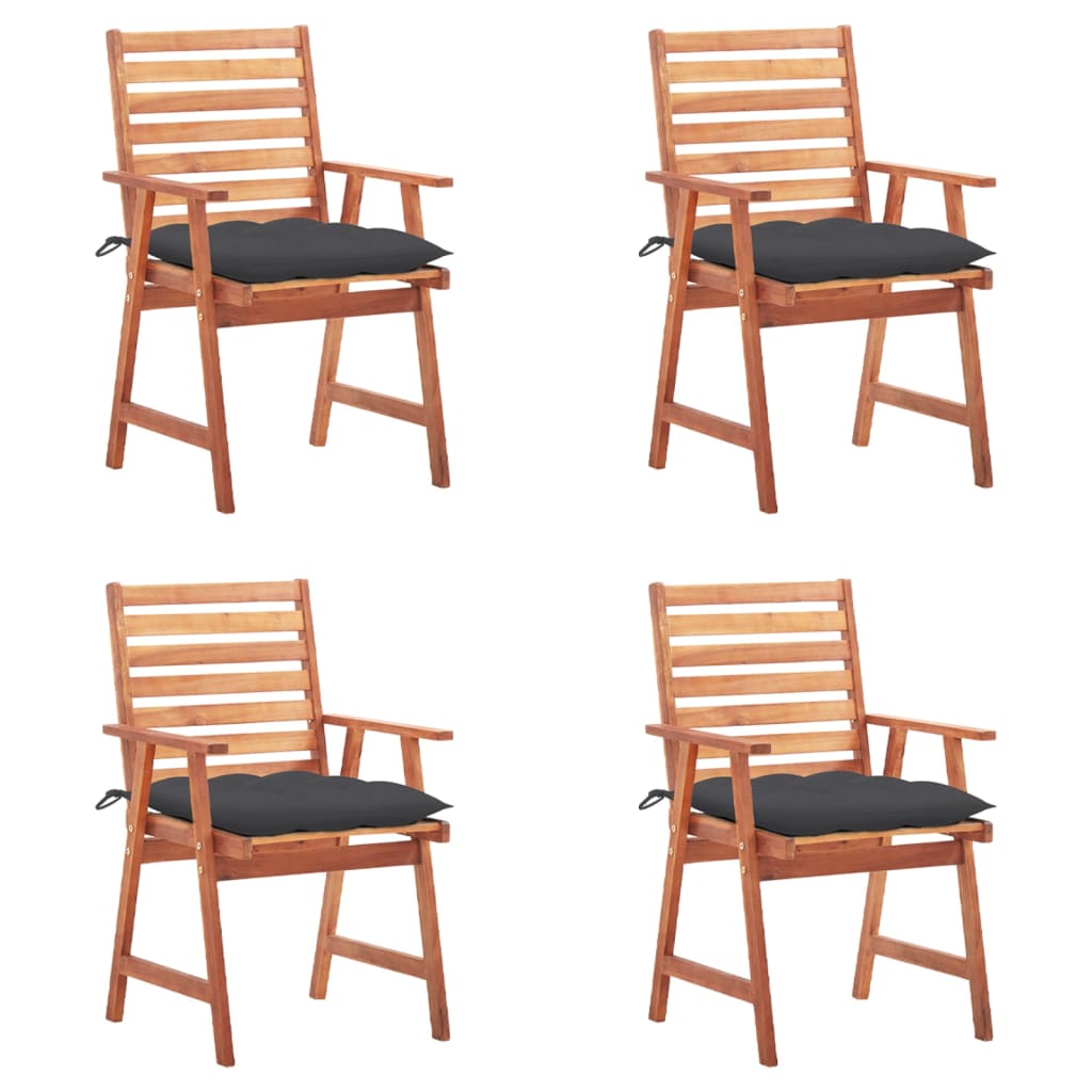 Garden chairs set with cushions solid acacia wood - anthracite grey, 4, 1 - number 1.