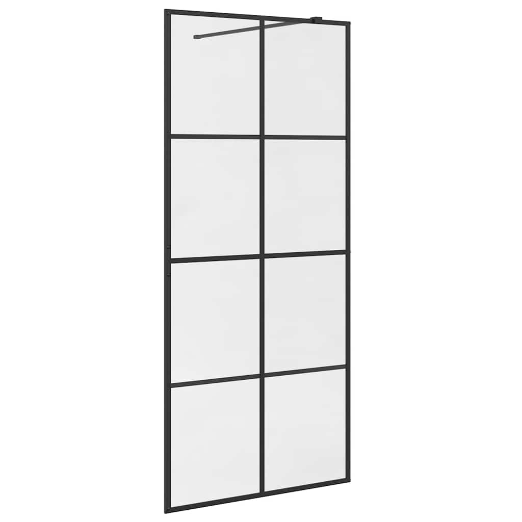 Brusevæg klart sikkerhedsglas - sort, 90 x 195 cm, transparent - number 2.