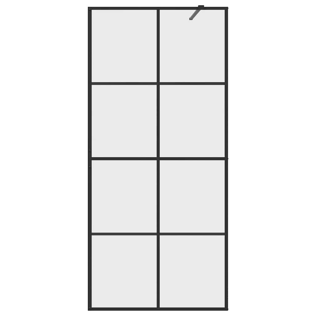 Brusevæg klart sikkerhedsglas - sort, 90 x 195 cm, transparent - number 4.