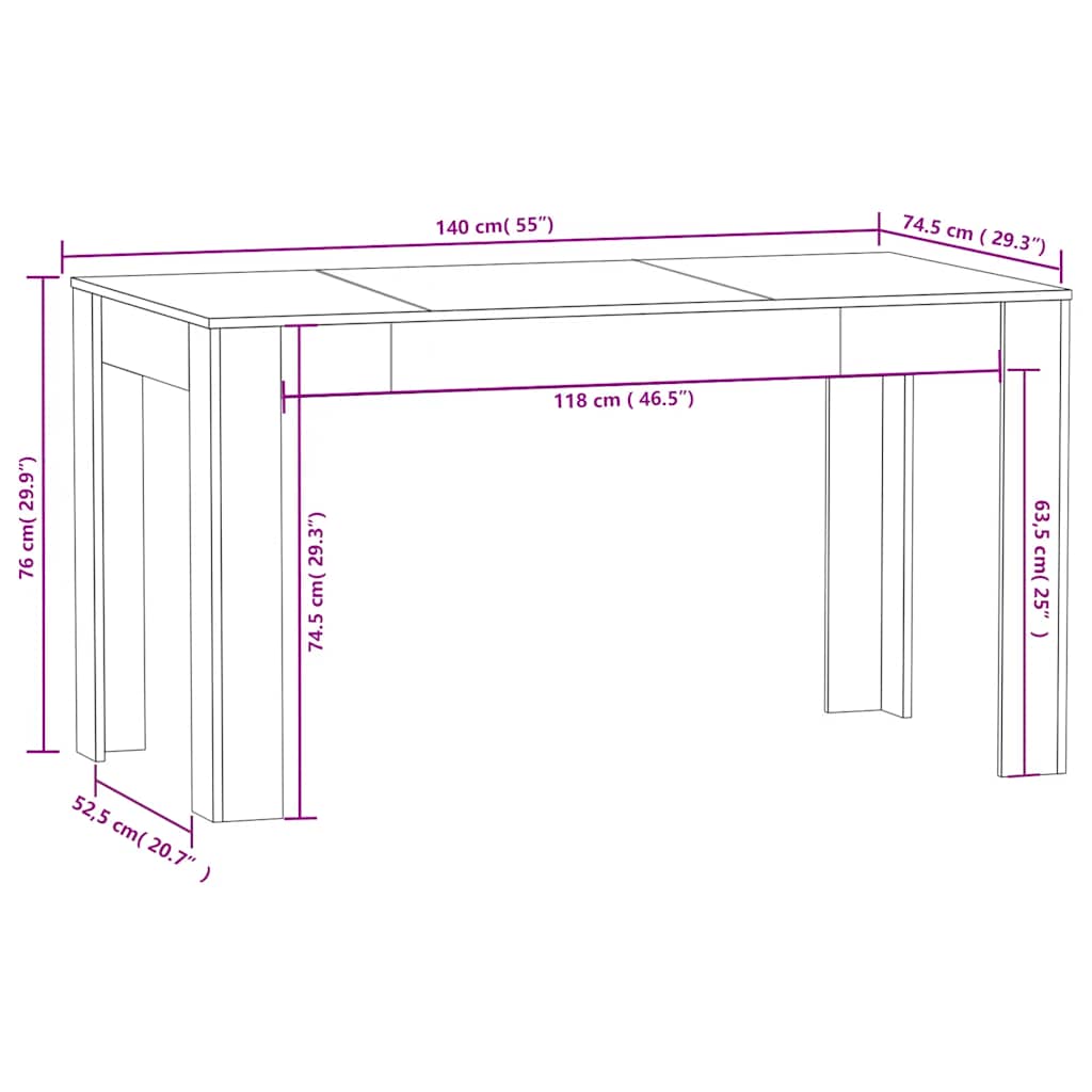 Blagovaonski stol 140x74,5x76 cm konstruirano drvo - crni, 1 - number 5.