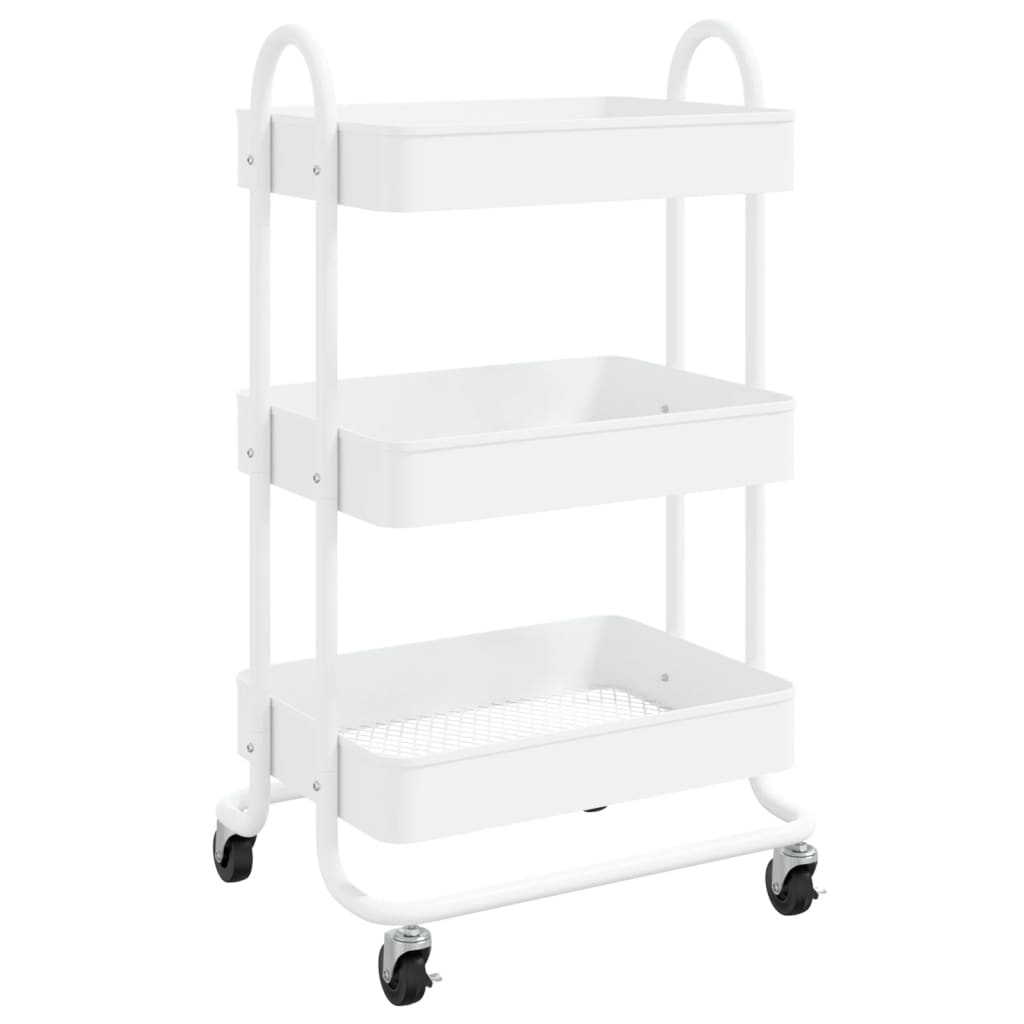 Trolley with 3 shelves 43x34x79 cm steel - white - number 2.