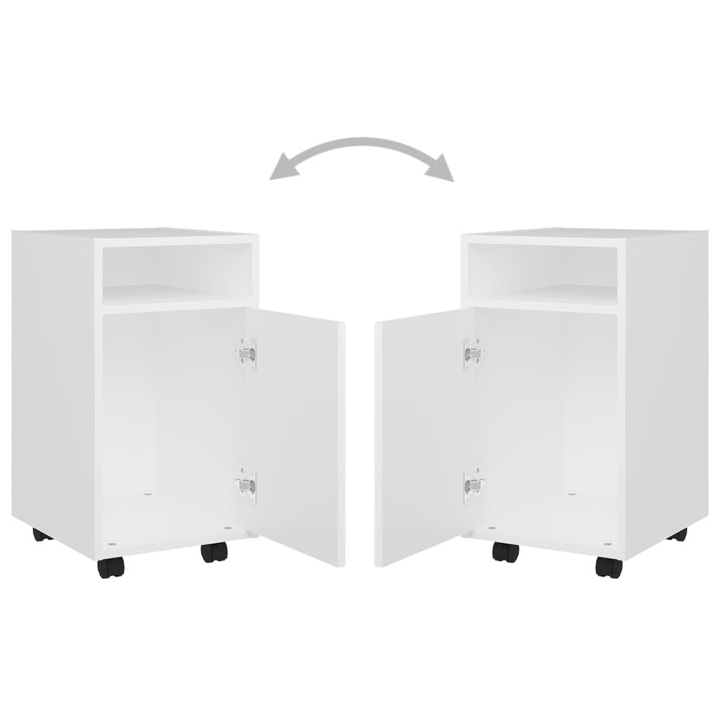 Sideskab med hjul 33x38x60 cm konstrueret træ hvid - number 7.