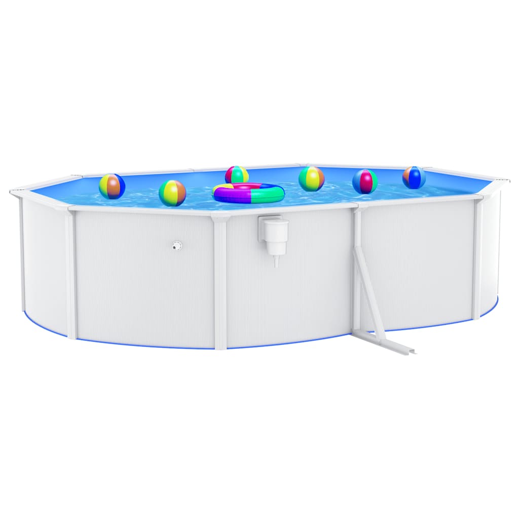Piscine avec paroi en acier 490x360x120 cm ovale blanche - number 2.