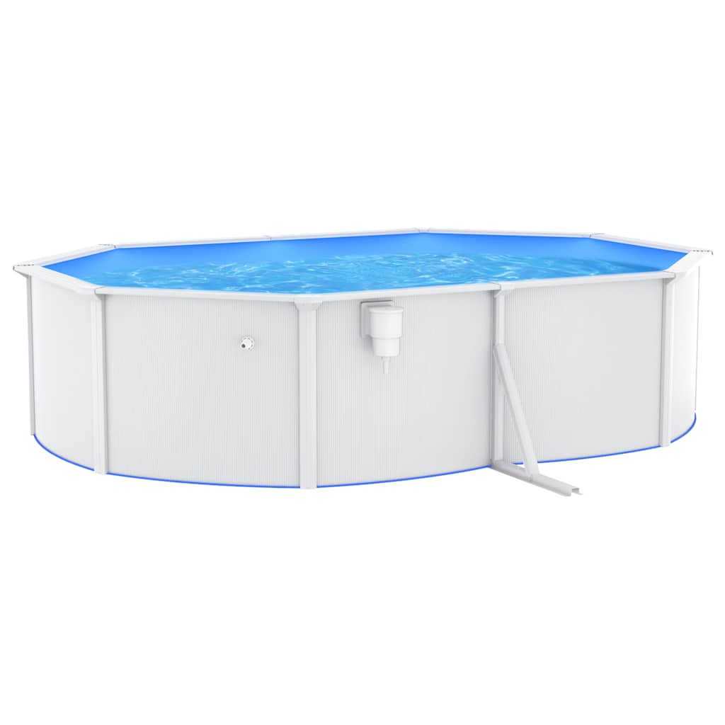 Piscine avec paroi en acier 490x360x120 cm ovale blanche - number 3.