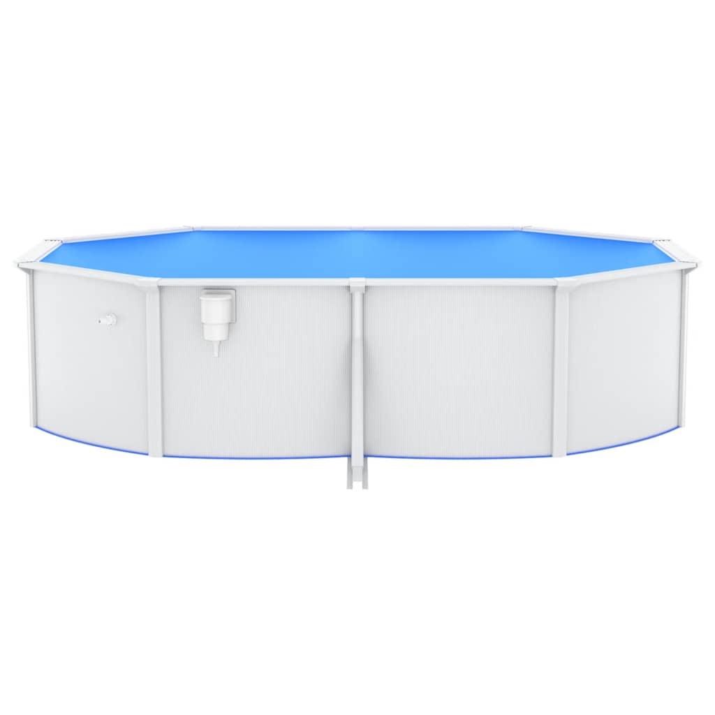 Piscine avec paroi en acier 490x360x120 cm ovale blanche - number 5.