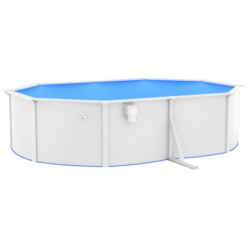 Piscine avec paroi en acier 490x360x120 cm ovale blanche - number 4.