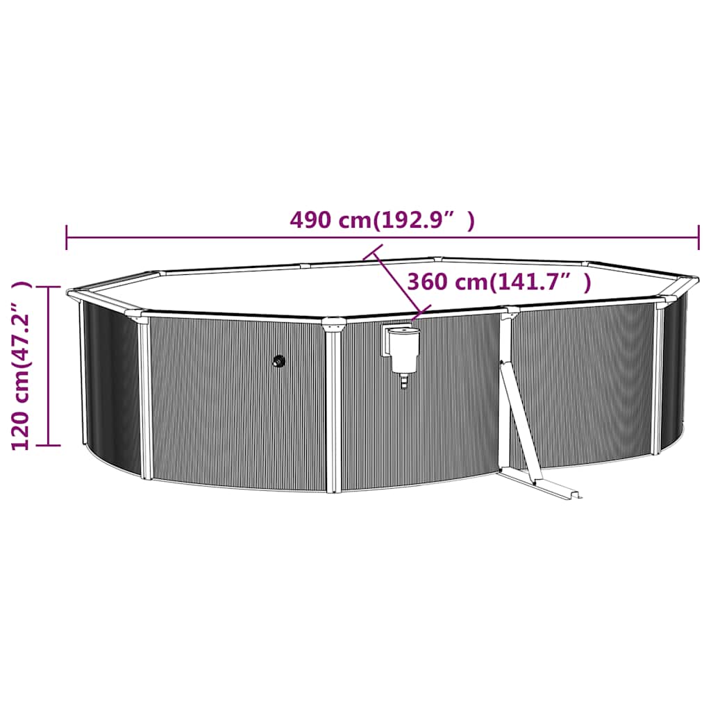 Piscine avec paroi en acier 490x360x120 cm ovale blanche - number 9.
