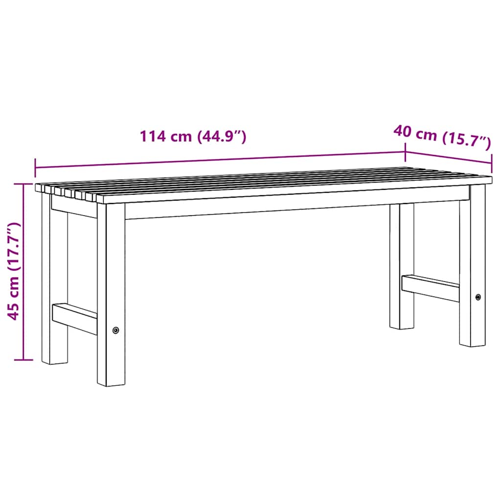 Havebænk 114 cm massivt teaktræ - number 8.