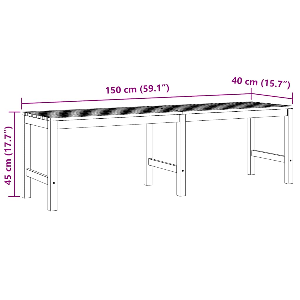 Havebænk 150 cm massivt teaktræ - number 7.