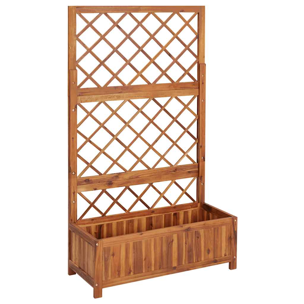 Raised planter with trellis 85x38x150 cm solid acacia wood - number 2.