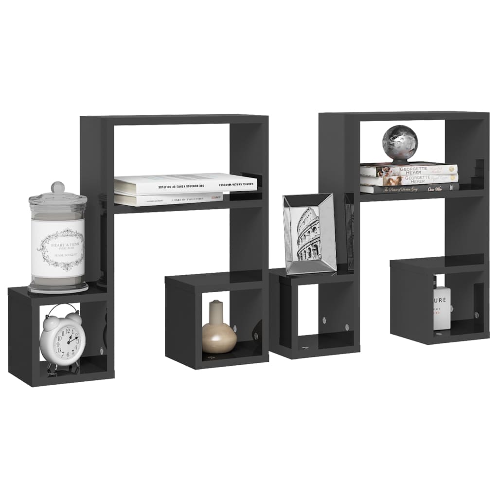 Vegghyller stk. 50x15x50 cm konstruert tre høyglans - grå høyglans, 2, 1 - number 3.