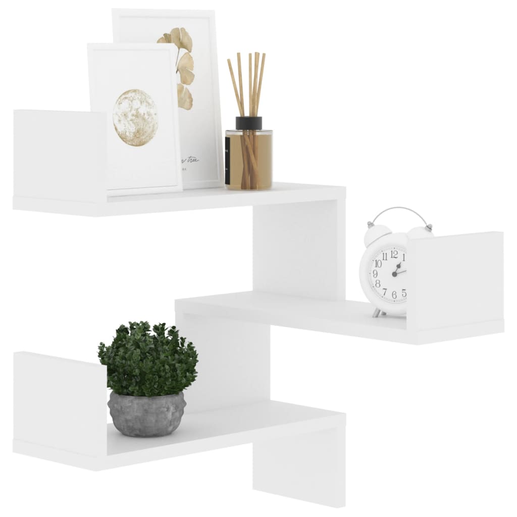 Væghængt hjørnehylde 40x40x50 cm konstrueret træ hvid - number 4.