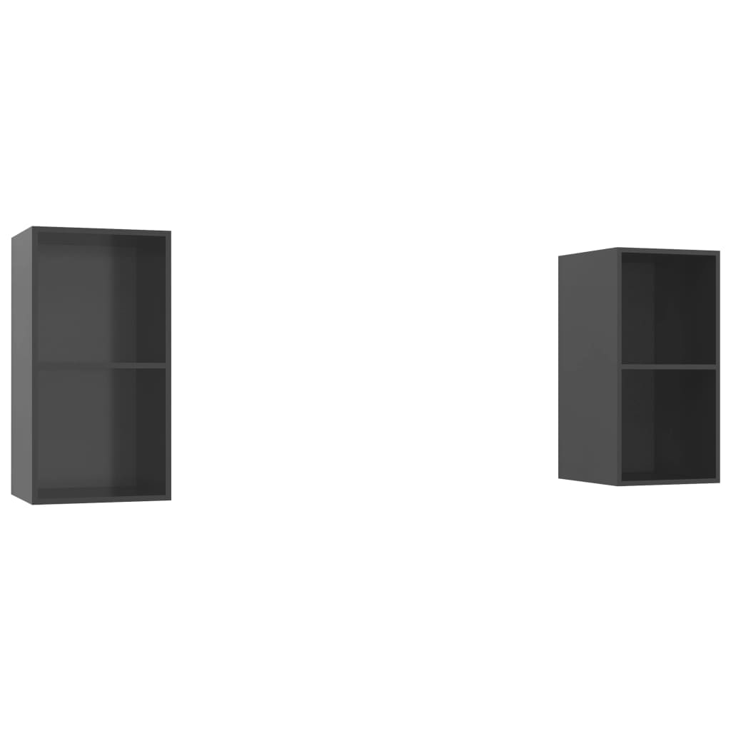 Vægmonterede tv-skabe 2 stk. konstrueret træ grå højglans - number 2.