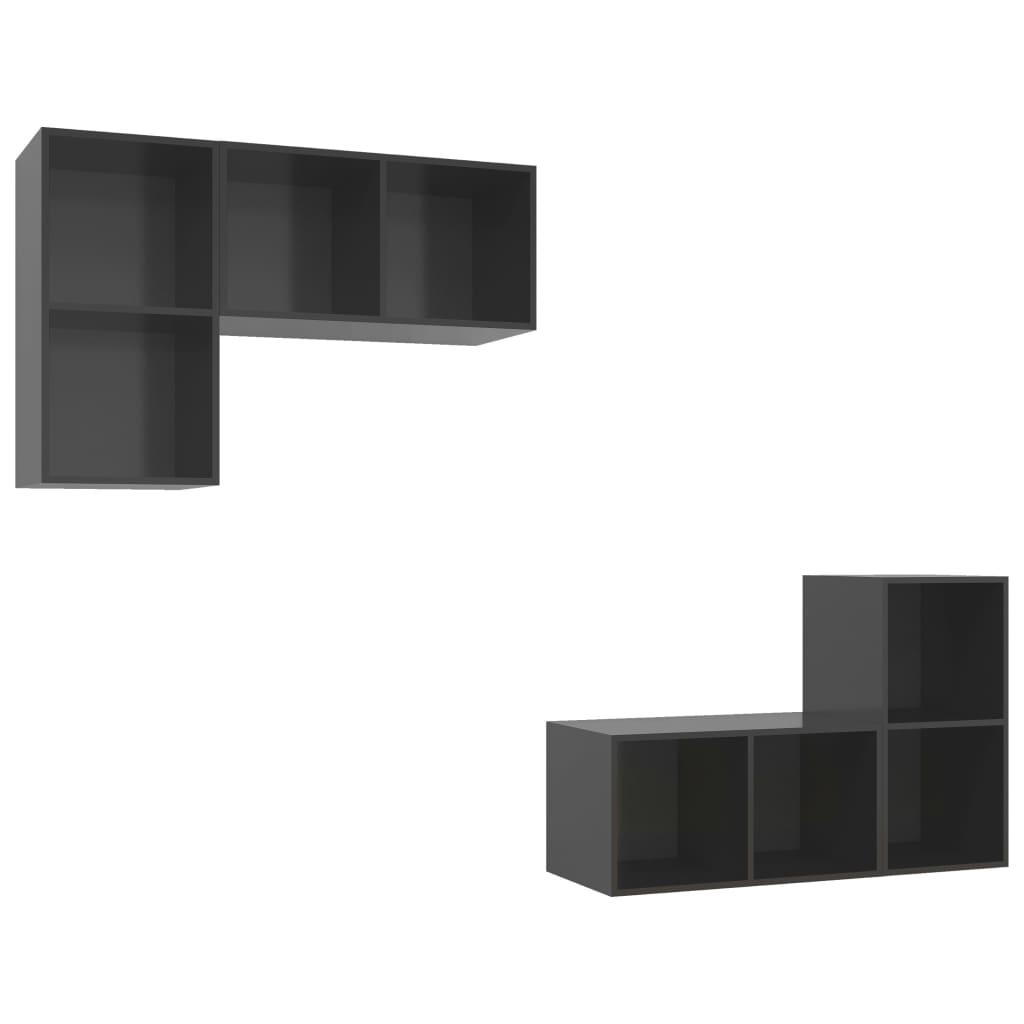 Vægmonterede tv-skabe stk. konstrueret træ - grå højglans, 4 - number 2.