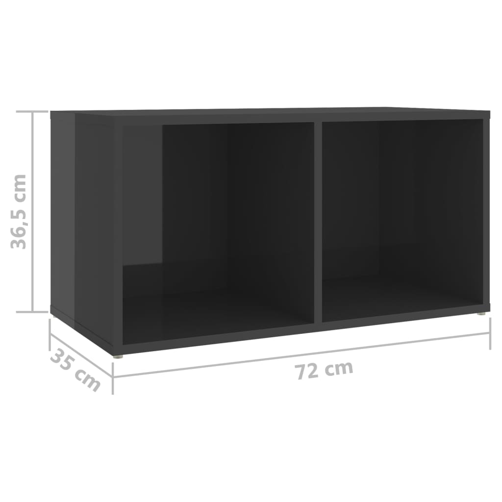 Tv-skabe stk. 72x35x36,5 cm konstrueret træ - grå højglans, 2, 36.5 cm, 72 cm - number 9.